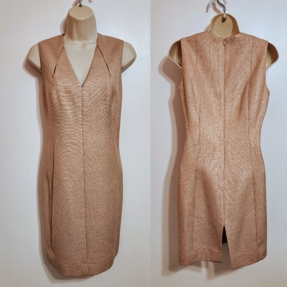 Elie Tahari Gold Blazer Sheath Dress Suit Size 2 4 - Picture 7 of 12